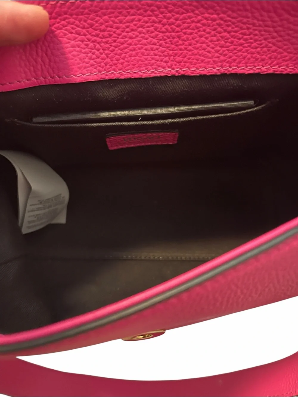 Versace Virtus Grainy Calf Small Pink Top-Handle Satchel with Gold Hardware